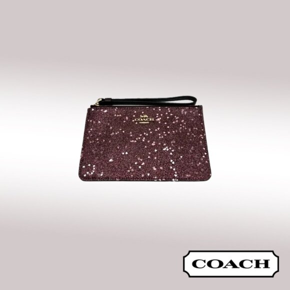 Coach Handbags - Coach Glitter Heart Wristlet – Burgundy